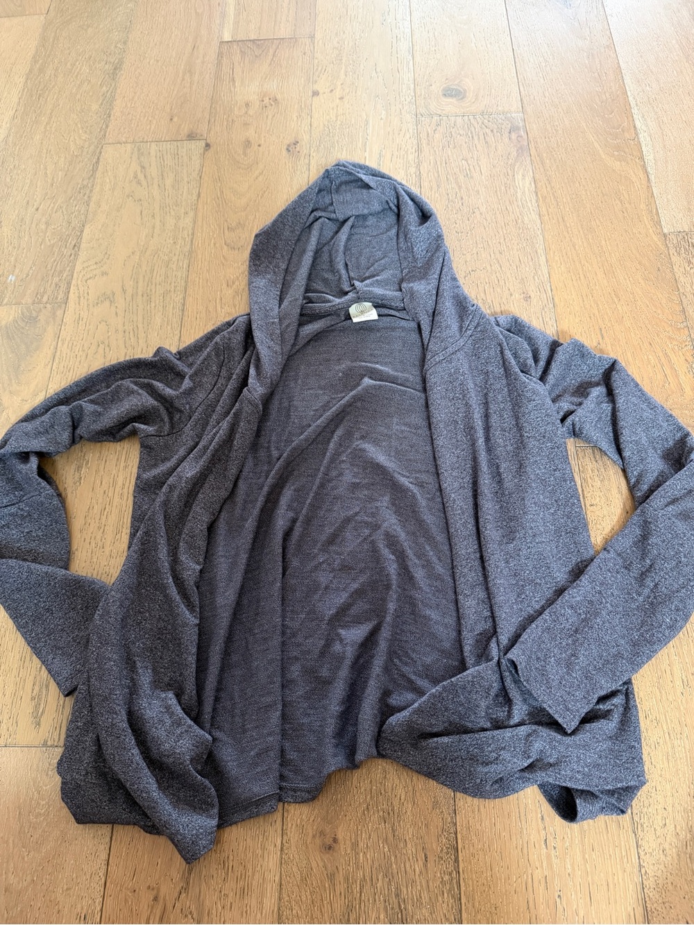 Women's Hooded Open-Front Sweater Cardigan - Charcoal Gray